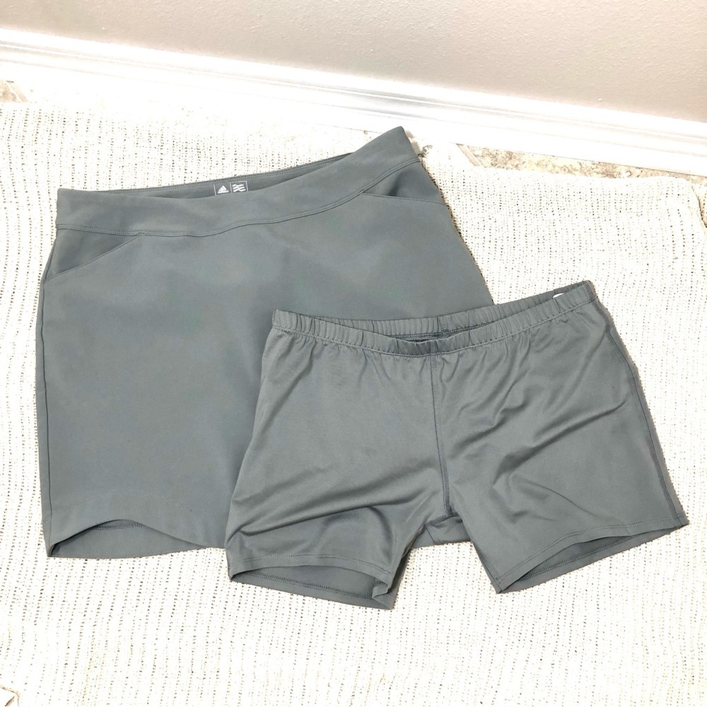 adidas Golf 2 in 1 Skirt / Short Removable Shorts Curve Hem Gray Skirt / Skort L - Picture 2 of 14